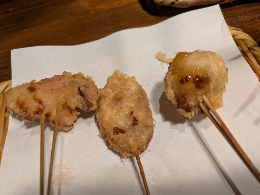 段々屋の肉じゃがとヤーコンと牡蠣のベーコン巻き