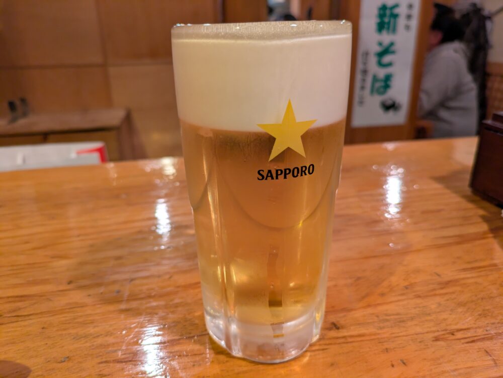 粗挽き蕎麦トキのビール