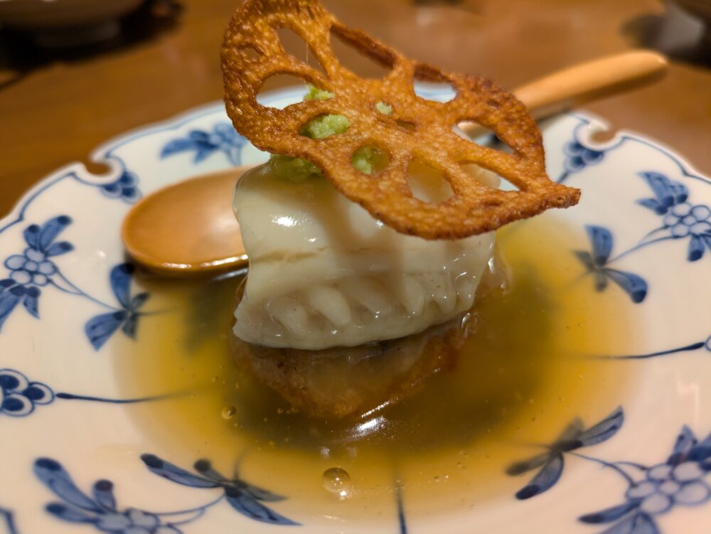 和食や太いちの太刀魚とれんこん餅の揚だし