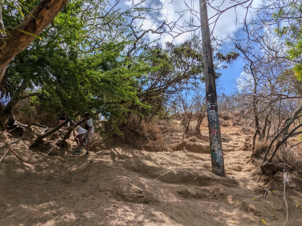 ラニカイピルボックスの登山道の赤土