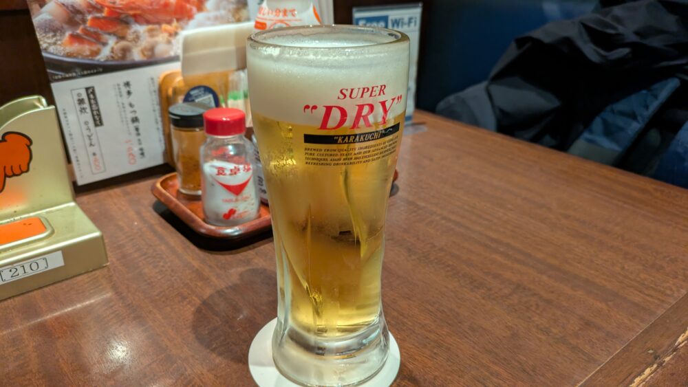 庄や上野駅前店のビール