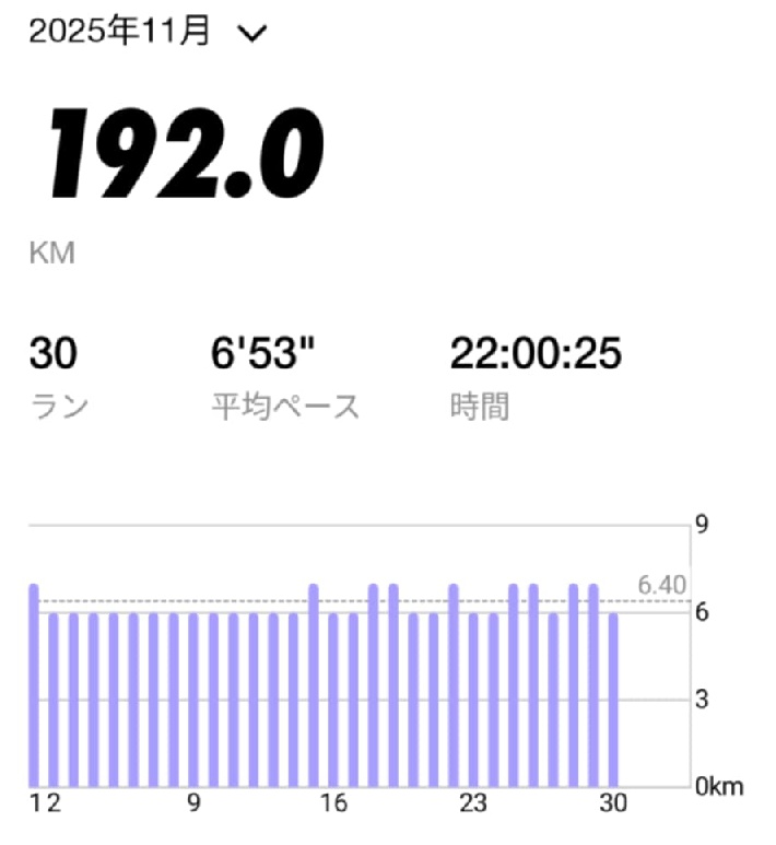 2025年11月のジョギング結果