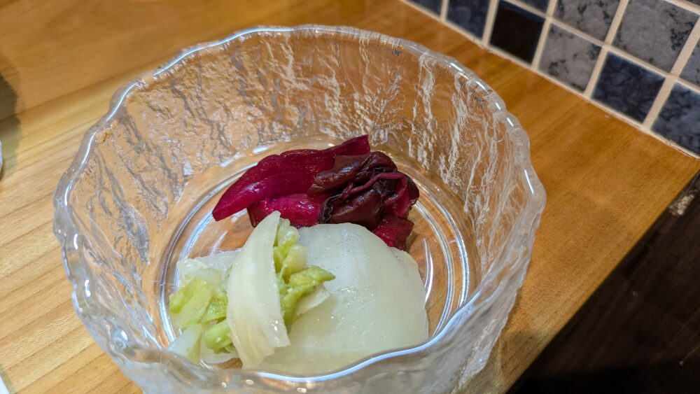 居酒屋食堂結飯の漬物2種盛り