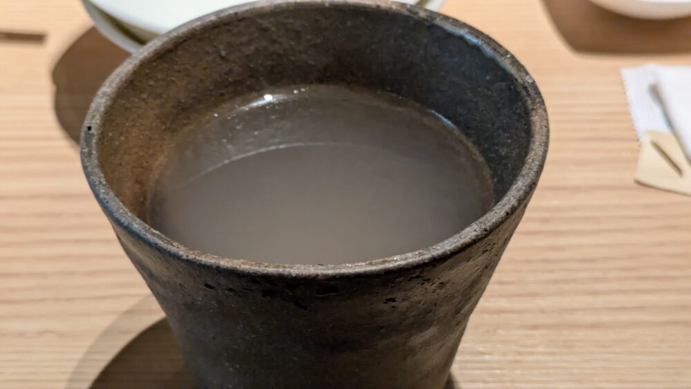 手打ち蕎麦安田の焼酎の蕎麦湯わり