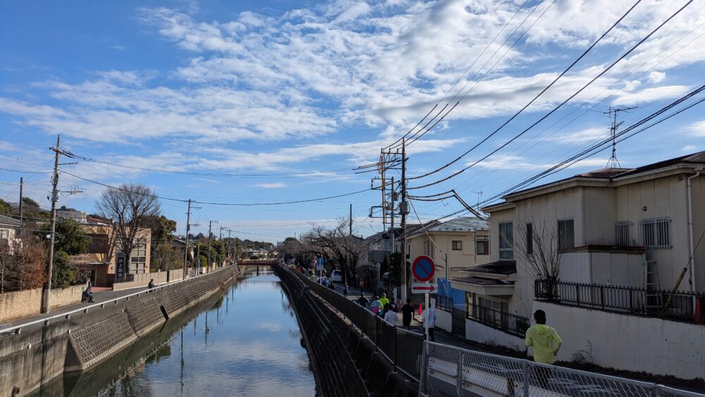 市川市民元旦マラソンの真間川のコース