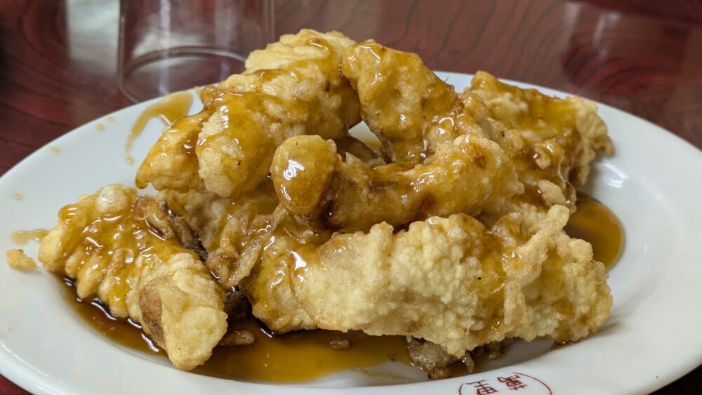 北京料理萬里本店の白身魚の切り身あんかけ