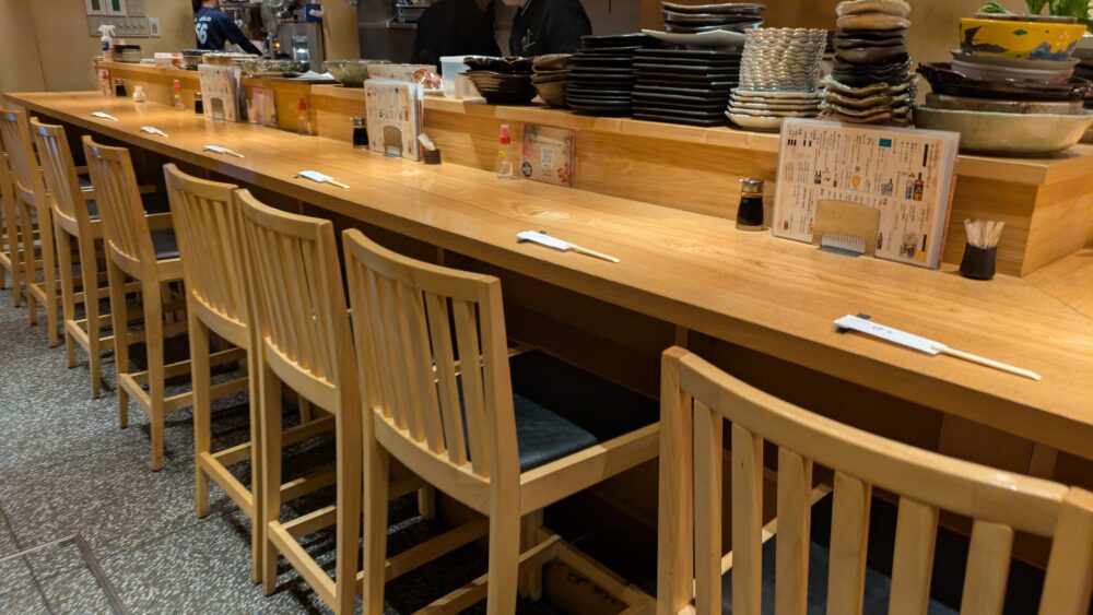 伊々のカウンター席