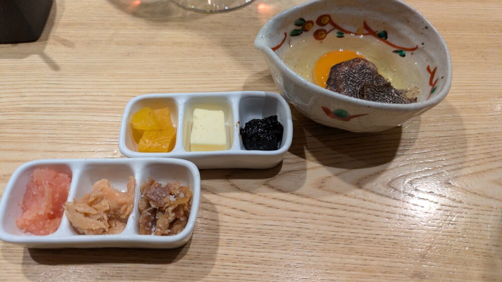 瀧口のトリュフ玉子かけご飯とおつまみ