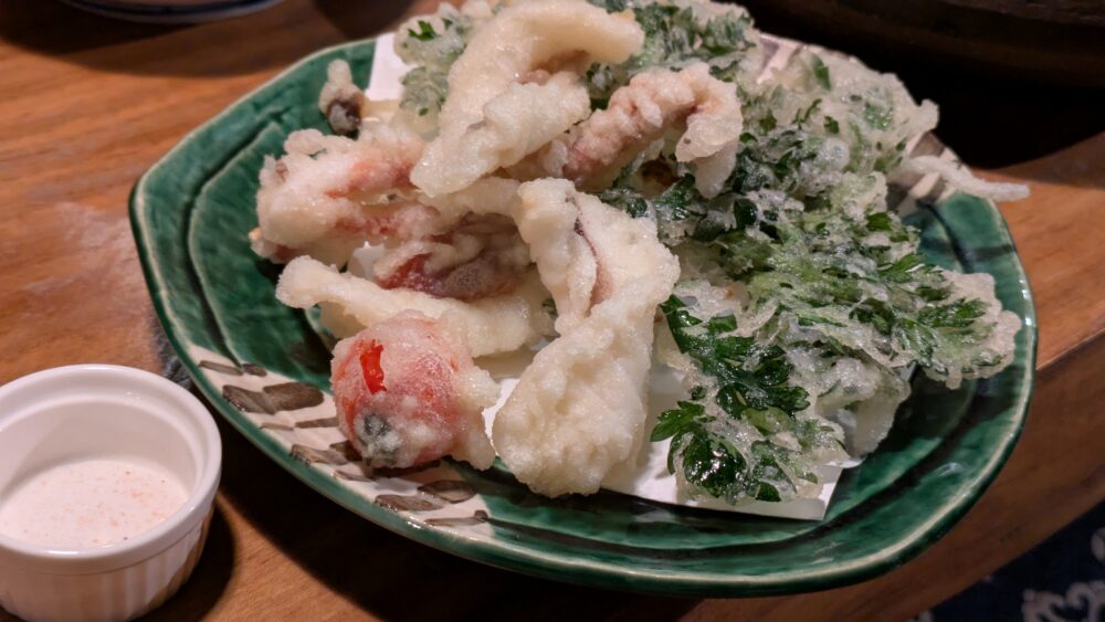 くろつぼのイカと野菜の天ぷら