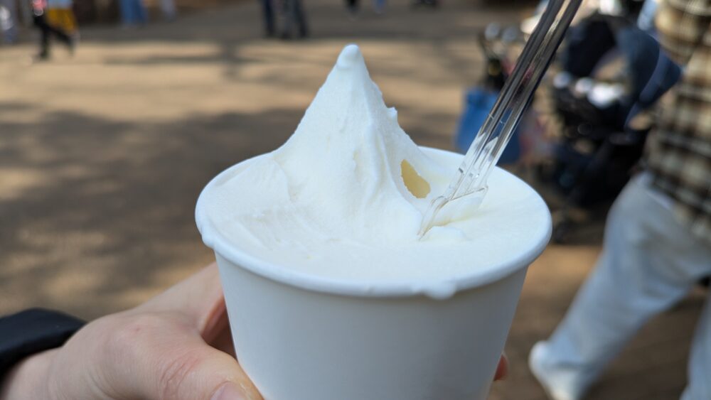 ふなばしアンデルセン公園の牧場のあいす屋さんの牛乳アイスはカップも選べます。