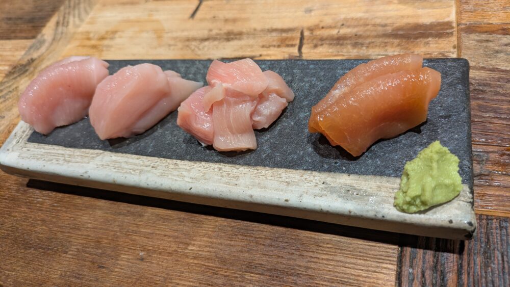 鳥焼き羽矢ての刺身