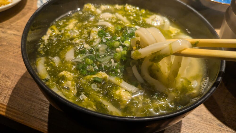 源八船頭船橋店のあおさのうどん