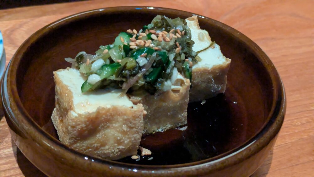 溜池なかむらの揚げたて豆腐山形だしのせ