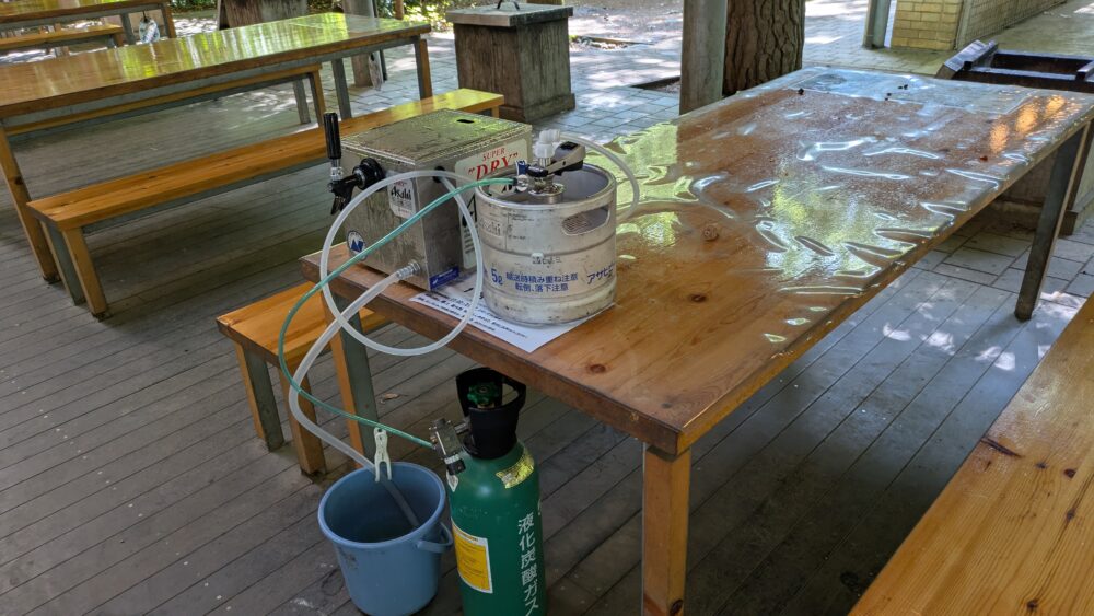 清水公園バンガローの生ビール