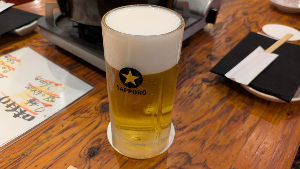 網焼きジンギスカン羊肉酒場悟大水道橋店のビール
