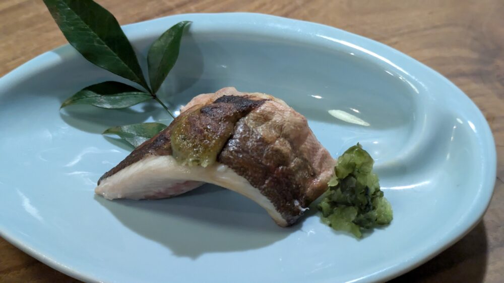基別邸古楽庵のホウボウの木の芽みそ焼き