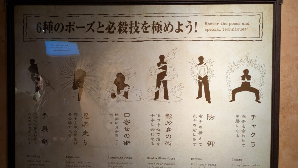 東京ジョイポリスのナルトミュージックダンサーのポーズ