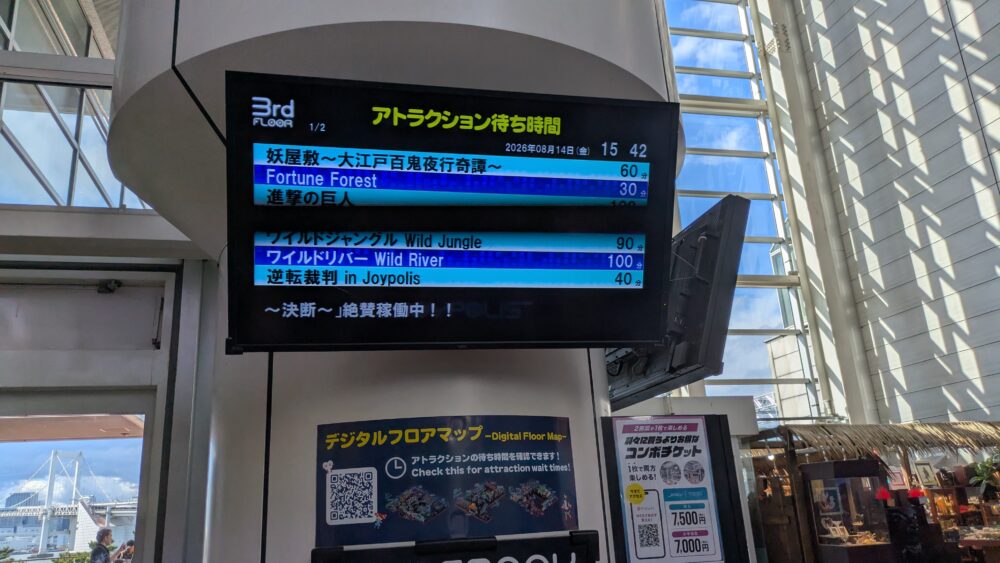 東京ジョイポリスの待ち時間