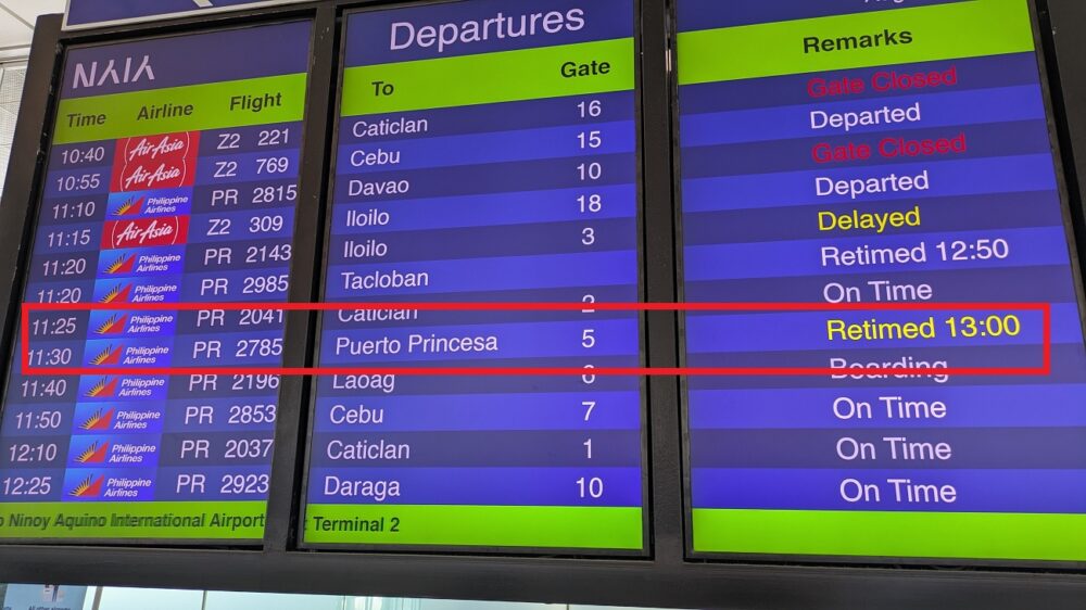 フィリピン航空大幅遅延
