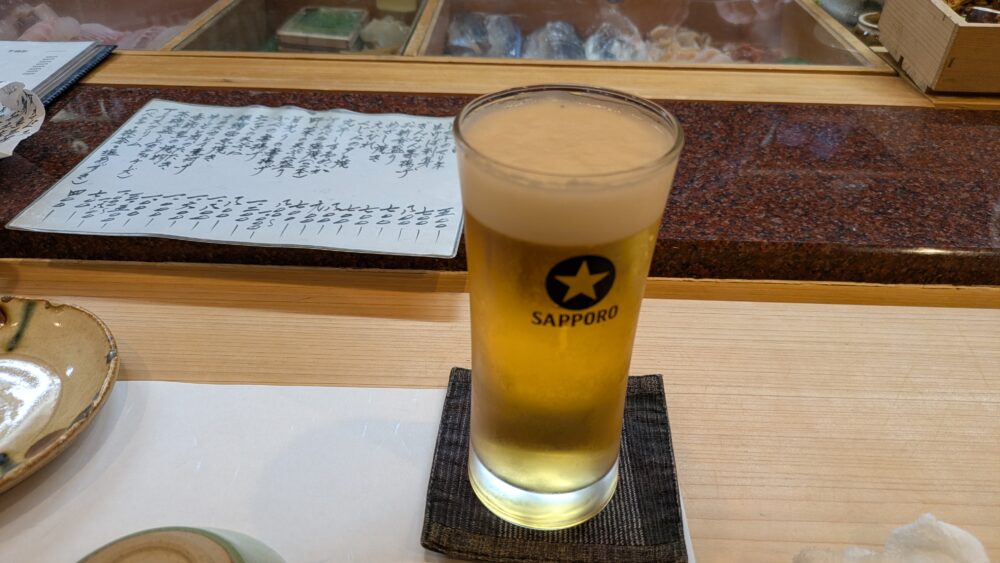 鮨ままかりのビール