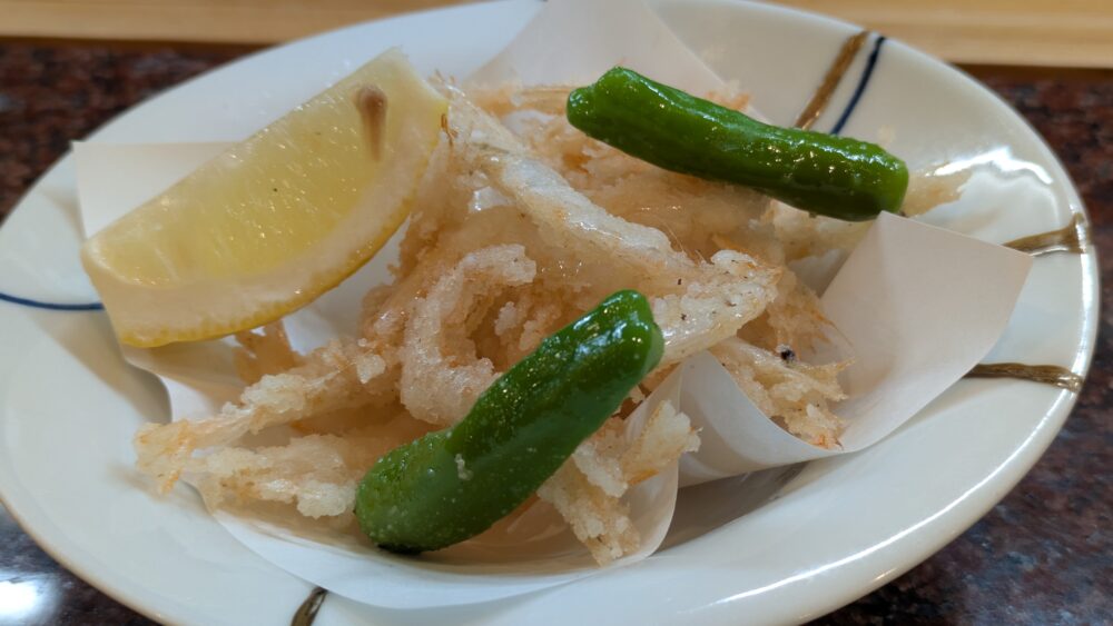 鮨ままかりの白エビ唐揚げ