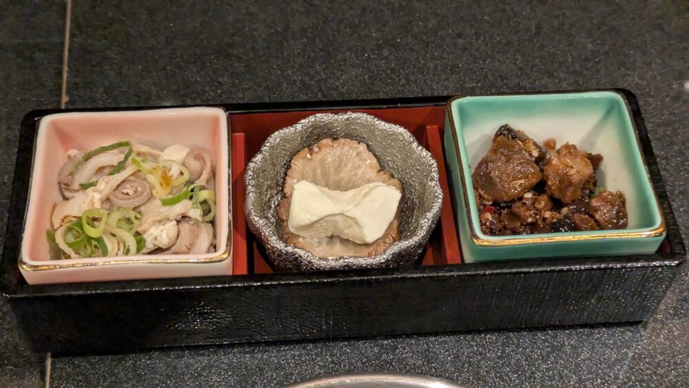 海の達磨魚心新橋店の季節の前菜三種