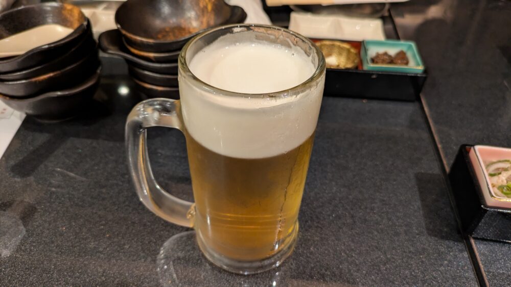 海の達磨魚心新橋店のビール