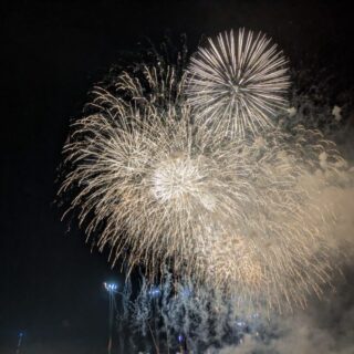 市川市民納涼花火大会の有料席からの花火の眺めフィナーレ