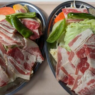 アンデルセン公園のレストランメルヘンのバーベキューの牛肉野菜セット