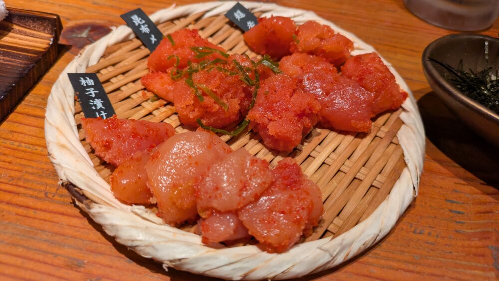 九州熱中屋品川の明太子3種盛り合わせ